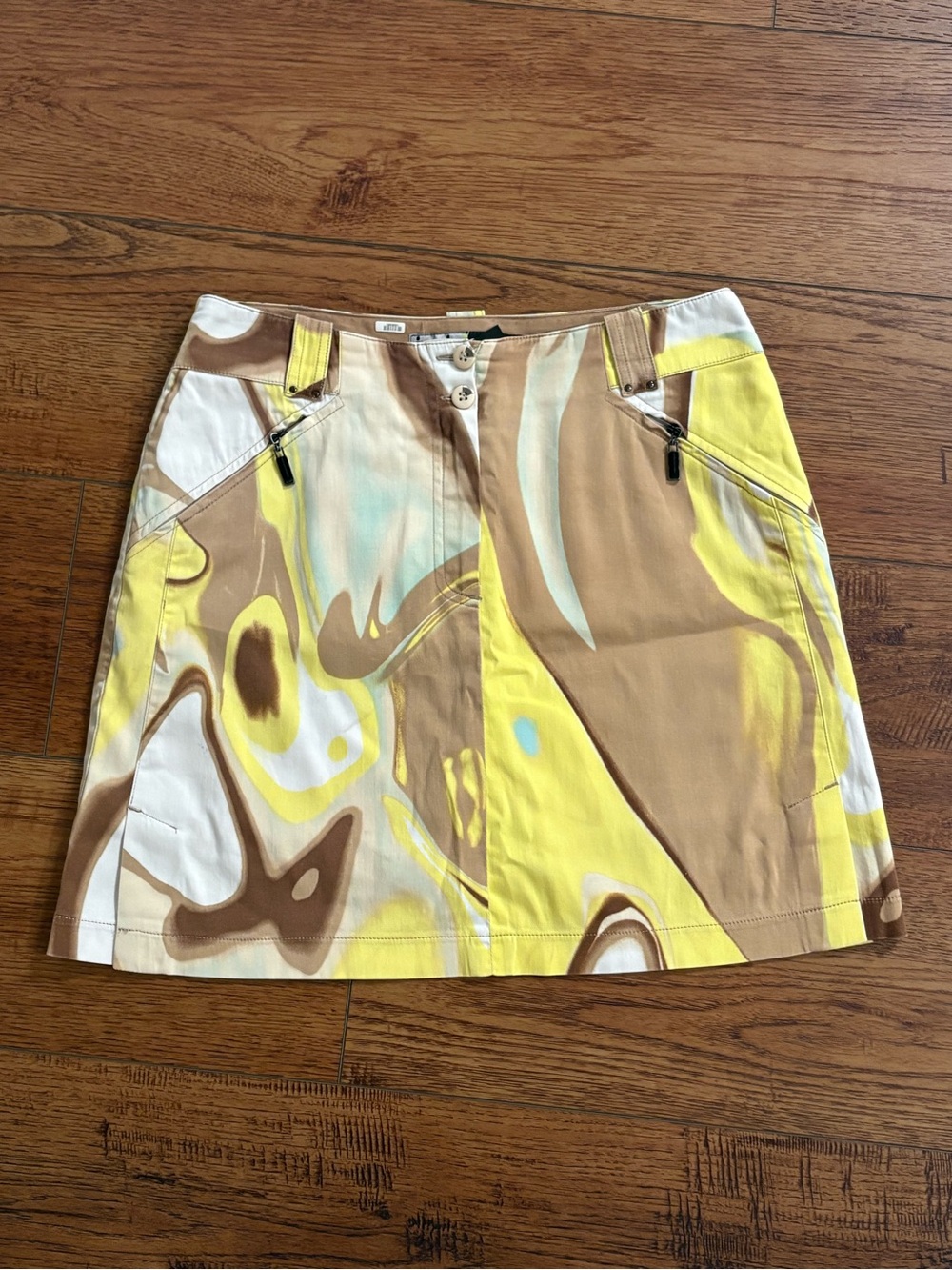 Jamie Sadock Golf Skort Size 2 Abstract Print Stretch Zip Pocket Skirt